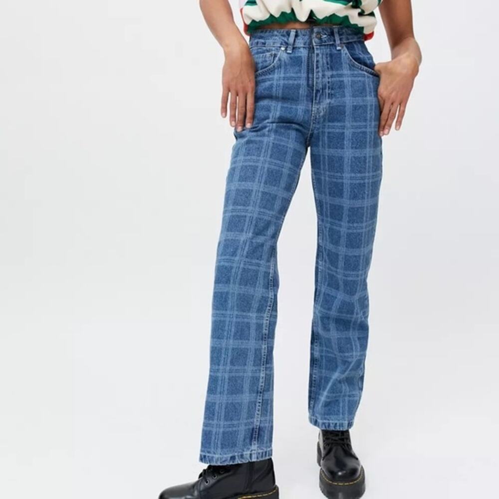 Ragged Priest Plaid Jeans Medium Wash Sz. 26